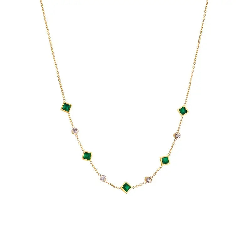 Emerald Geometric Necklace – Modern Grace