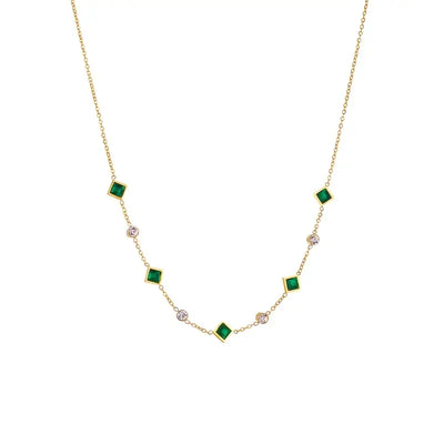 Emerald Geometric Necklace – Modern Grace