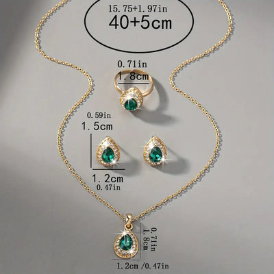 Emerald Teardrop Jewelry Set – Grace of Renewal