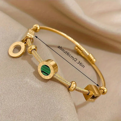 Emerald Charm Bangle – Time & Renewal