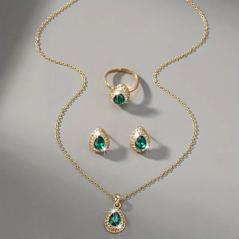 Emerald Teardrop Jewelry Set – Grace of Renewal