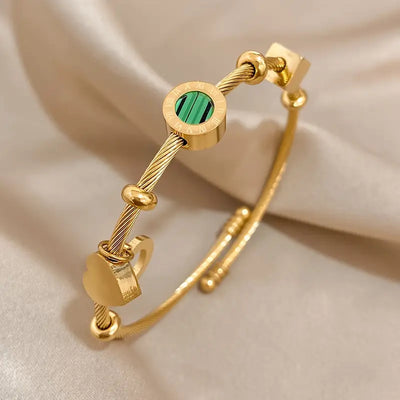 Emerald Charm Bangle – Time & Renewal