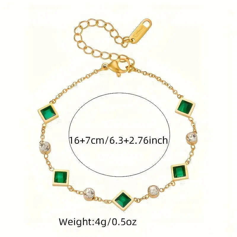 Emerald Geometric Bracelet – Harmony in Elegance