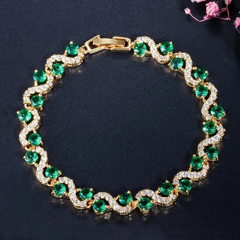 Emerald Wave Bracelet – Flowing Elegance
