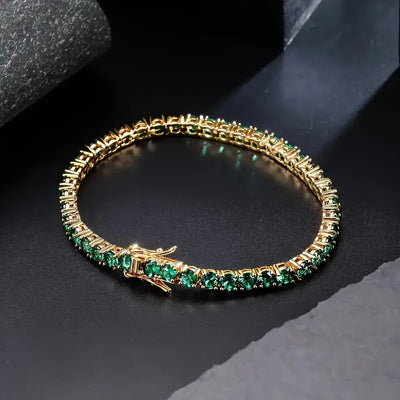 Golden Emerald Tennis Bracelet – Harmony in Motion