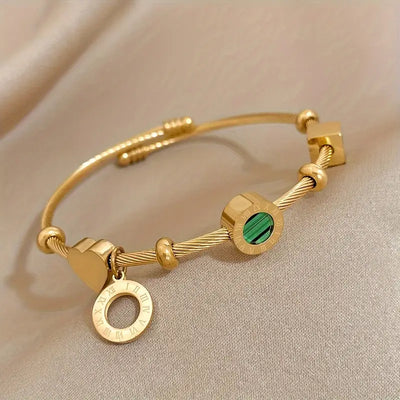 Emerald Charm Bangle – Time & Renewal
