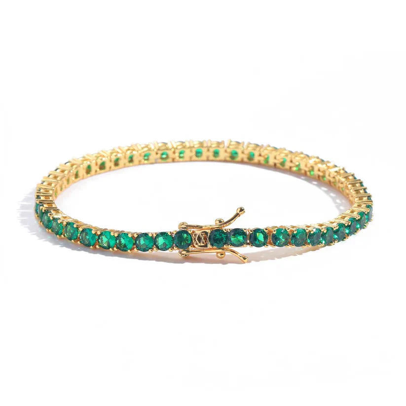 Golden Emerald Tennis Bracelet – Harmony in Motion