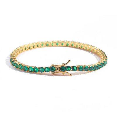 Golden Emerald Tennis Bracelet – Harmony in Motion