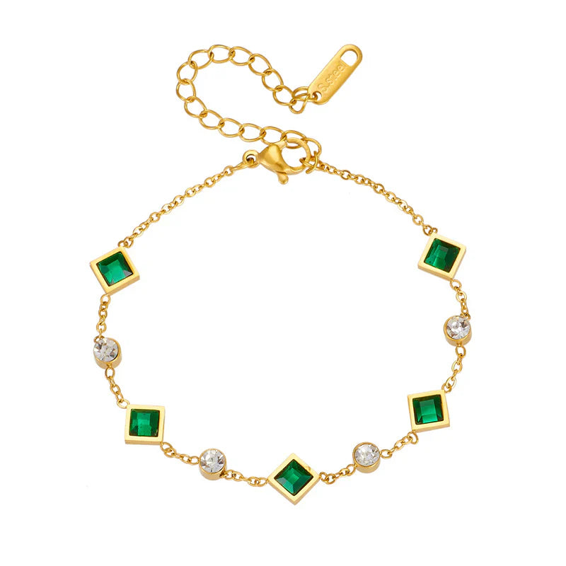 Emerald Geometric Bracelet – Harmony in Elegance
