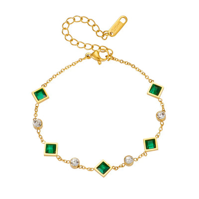 Emerald Geometric Bracelet – Harmony in Elegance