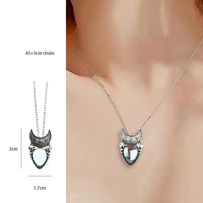 Cabochon Vintage Boho Moonstone Necklace – Luna Glow
