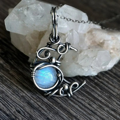 Cabochon Vintage Boho Moonstone Necklace – Luna Glow