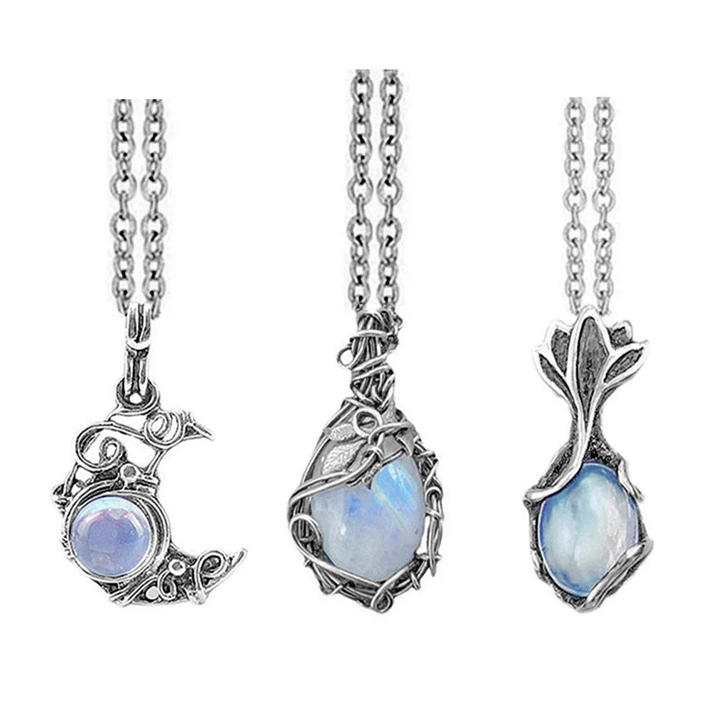 Cabochon Vintage Boho Moonstone Necklace – Luna Glow
