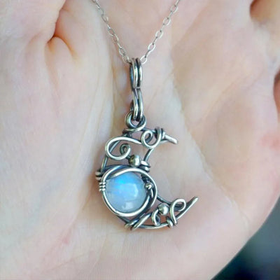 Cabochon Vintage Boho Moonstone Necklace – Luna Glow