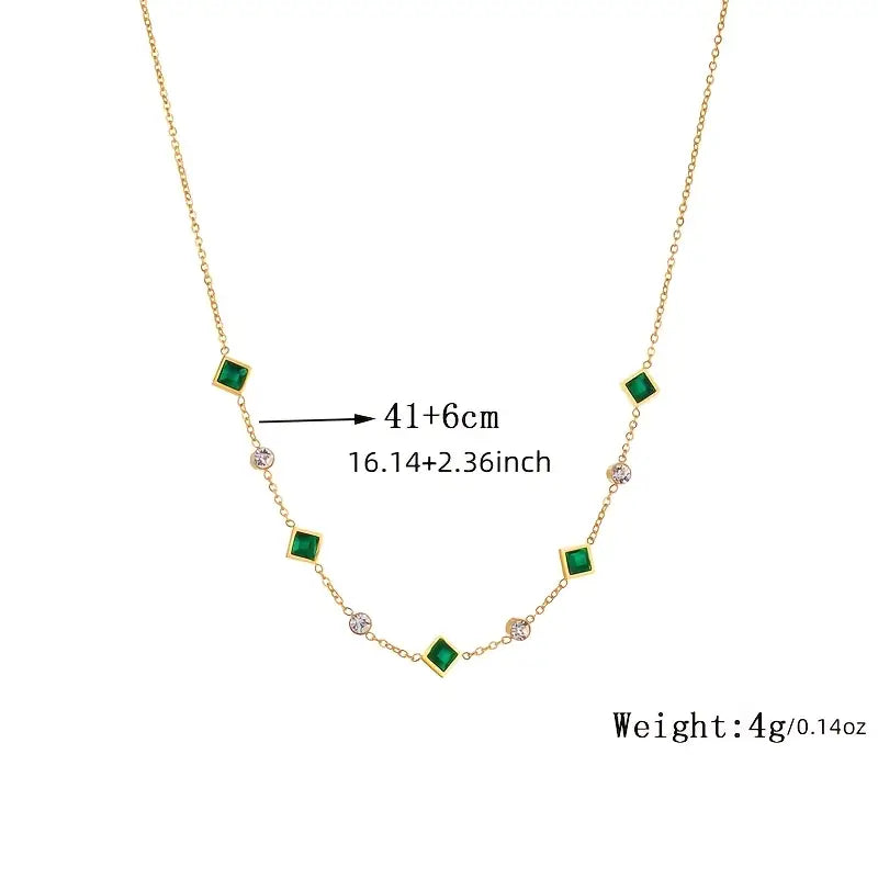 Emerald Geometric Necklace – Modern Grace